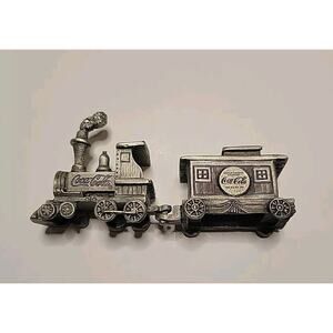 COCA-COLA VINTAGE 1995 TWO PIECE PEWTER MINI TRAIN SET In Boxes